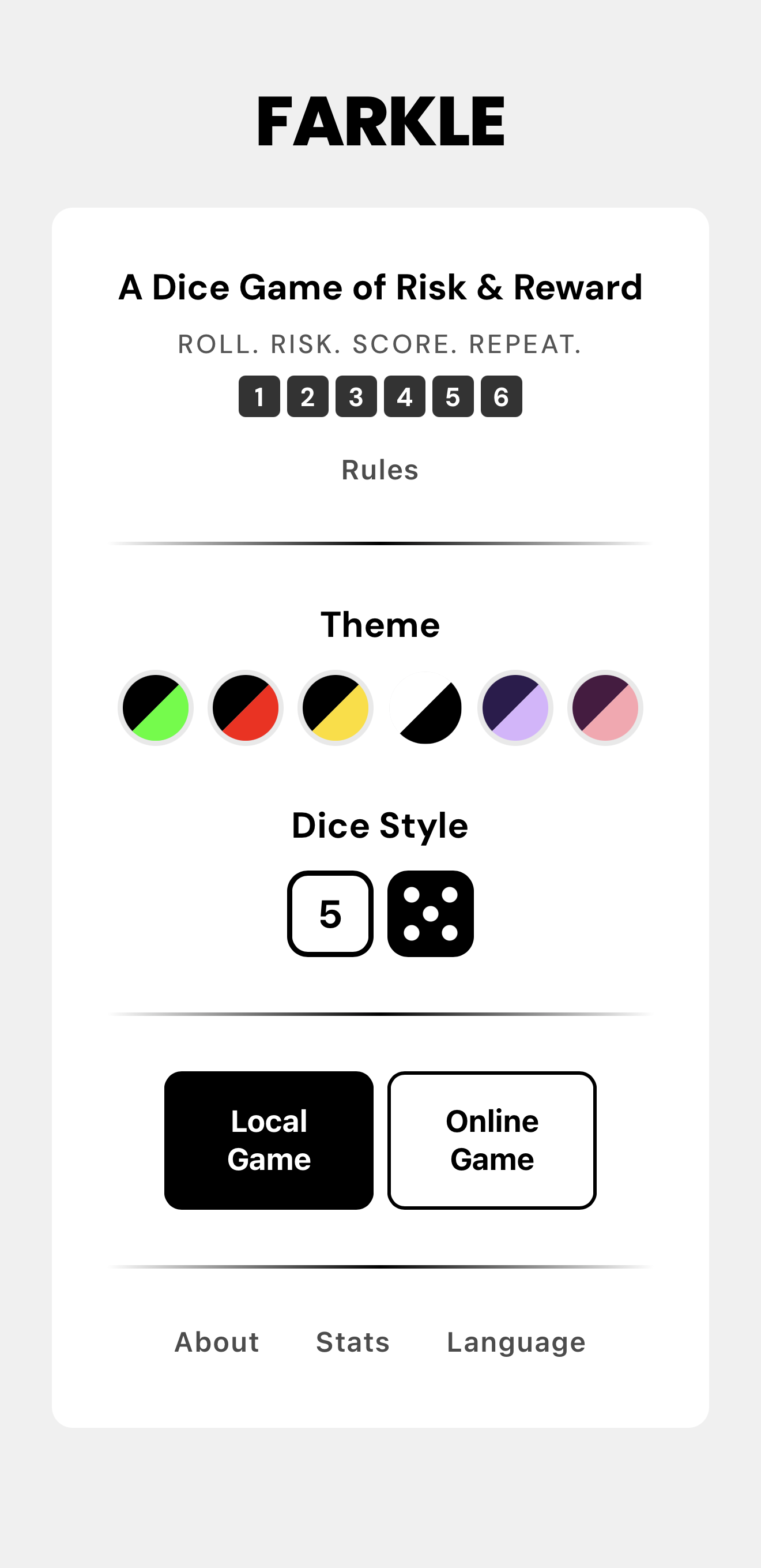 Farkle white light theme